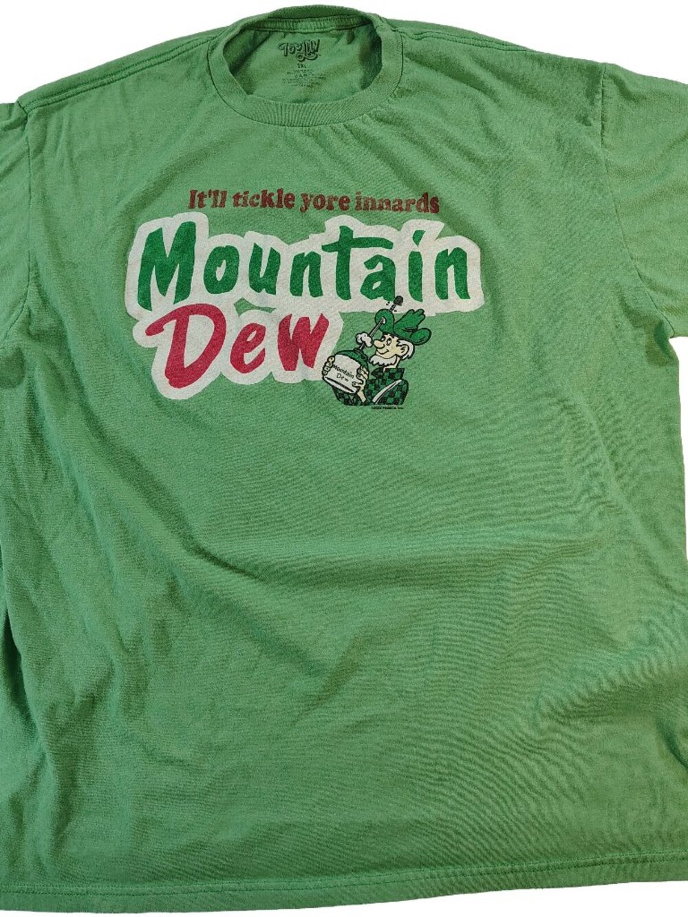 Men's Green XXL Mountain Dew It'll Tickle Yore Innards Graphic Logo T-Shirt